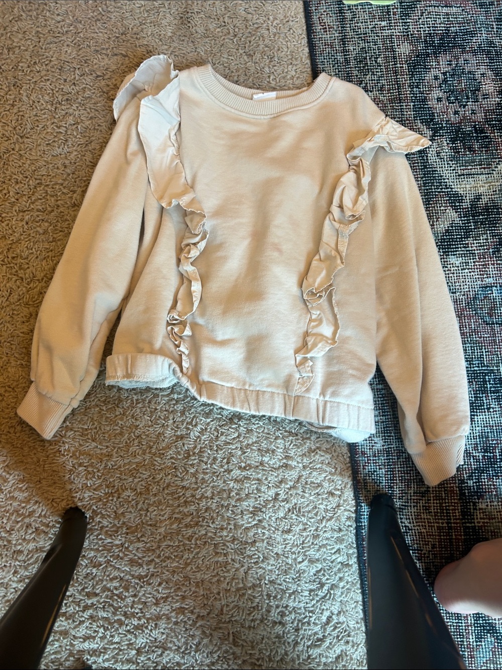 Zara Cream Ruffle-Trim Sweatshirt